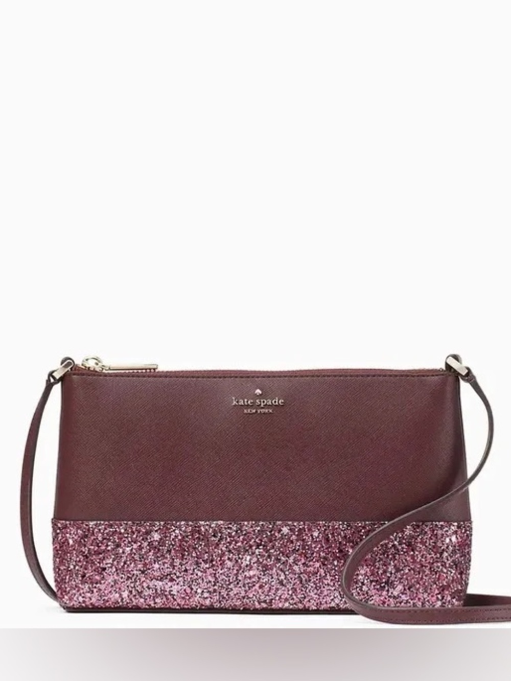 Kate Spade NWT Glitter Flash Burgundy Crossbody Bag